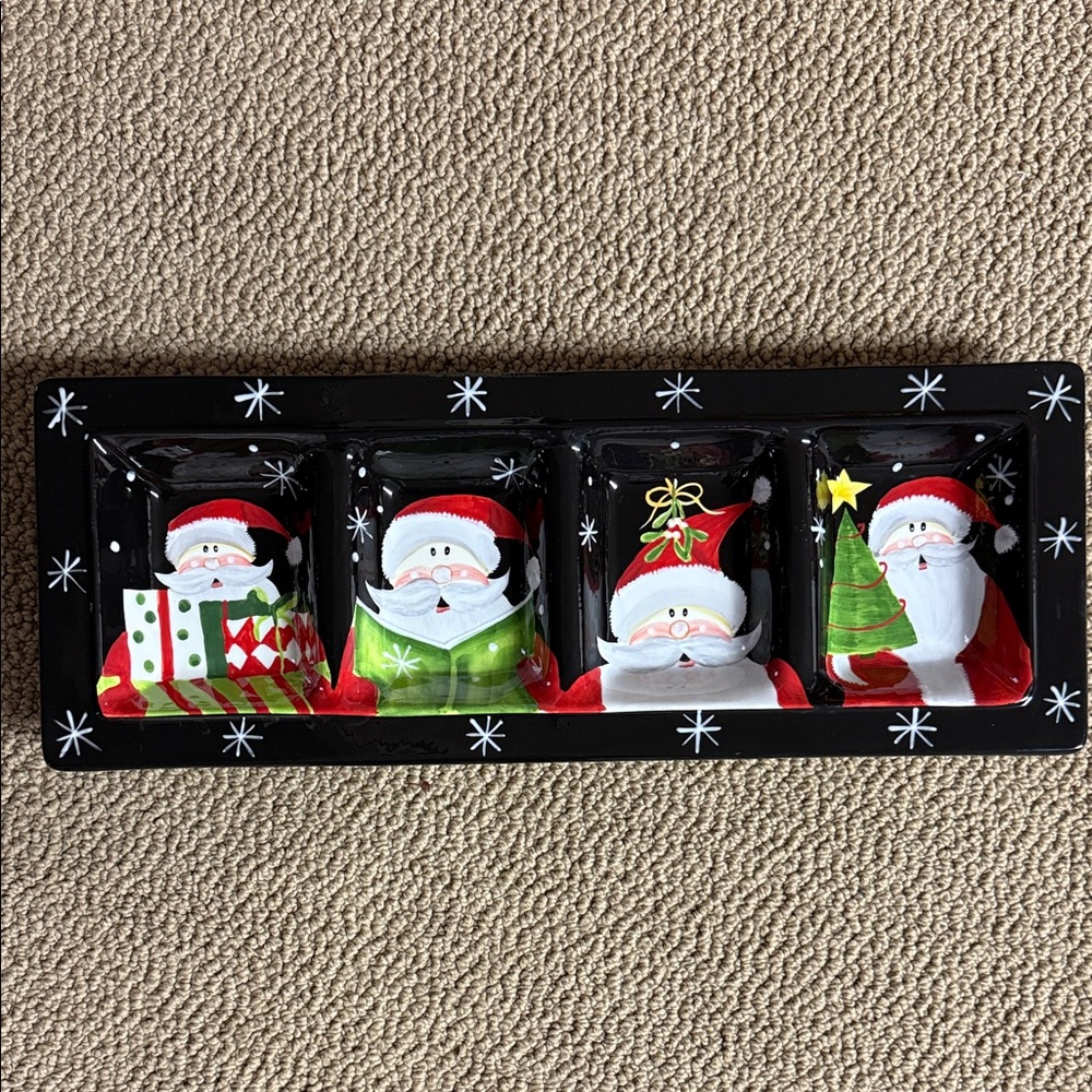Certified International Santa Holiday Tray - Black, Red, Green